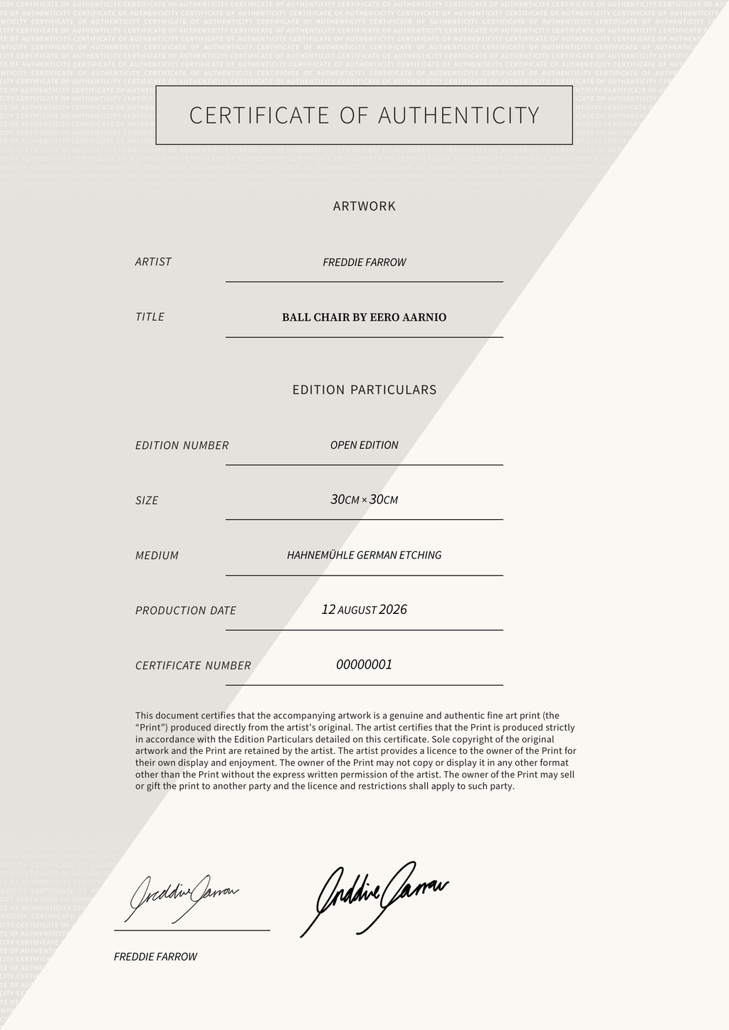 Ball Chair by Eero Aarnio — Certificate of Authenticity