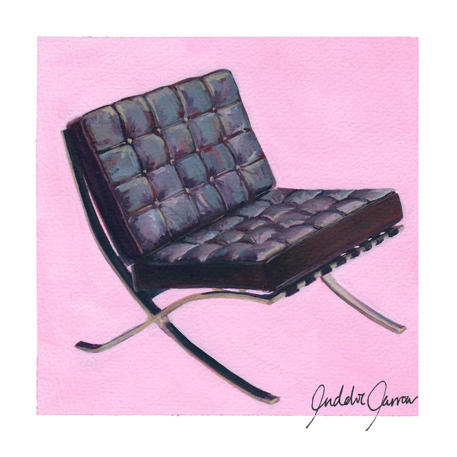 Barcelona Chair by Mies van der Rohe and Lilly Reich — Original Gouache Painting